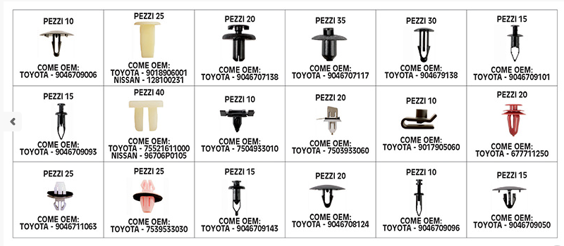 Set 360 clip automotive Bgs Fermec BGS9047 Nissan Toyota