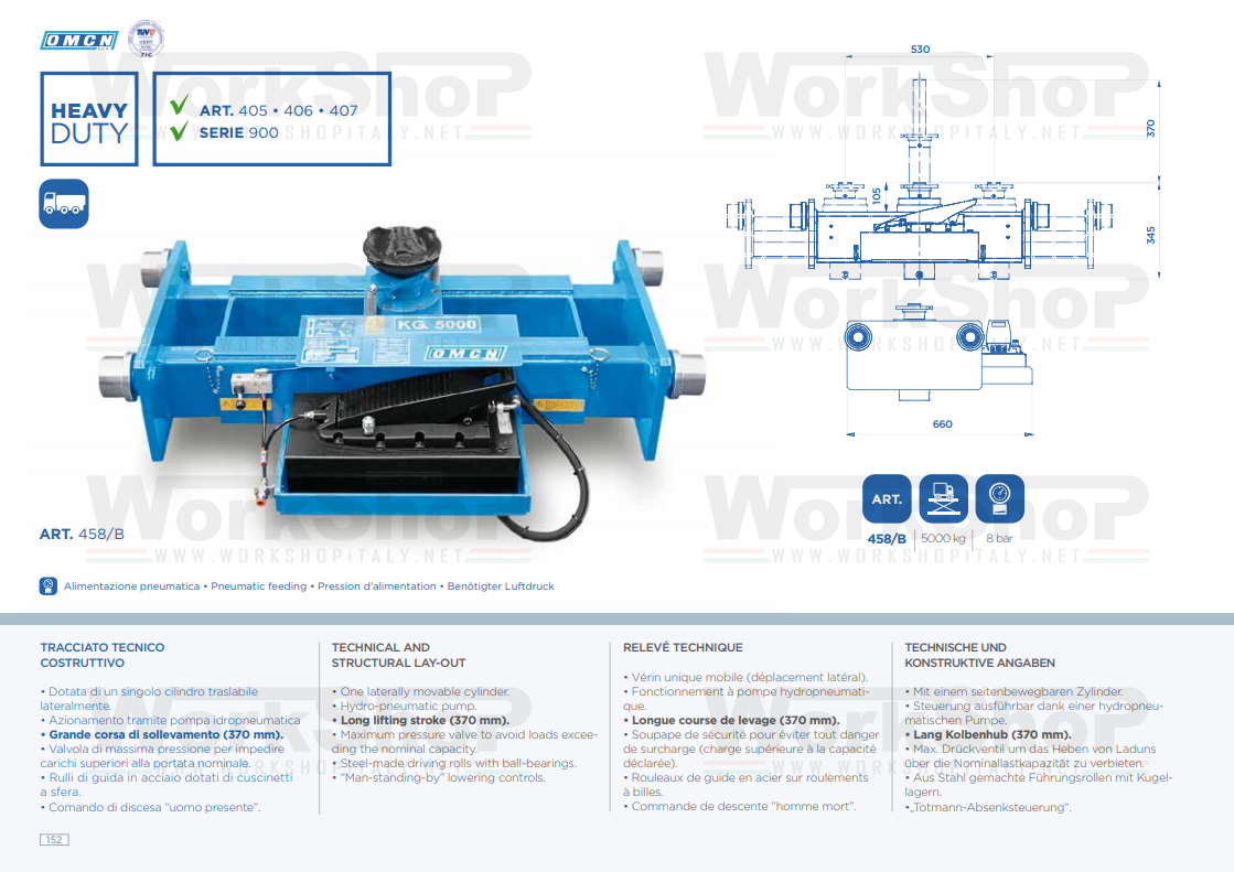 Traverse di sollevamento OMCN 458 da 5000 a 13500 KG