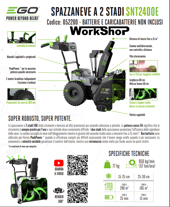 Spazzaneve a batteria Ego SNT2400E  CORPO MACCHINA