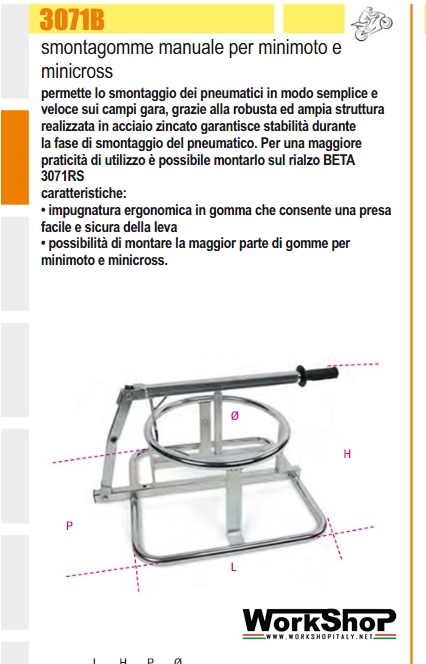 Smontagomme manuale per moto da cross ed enduro Beta 3071B