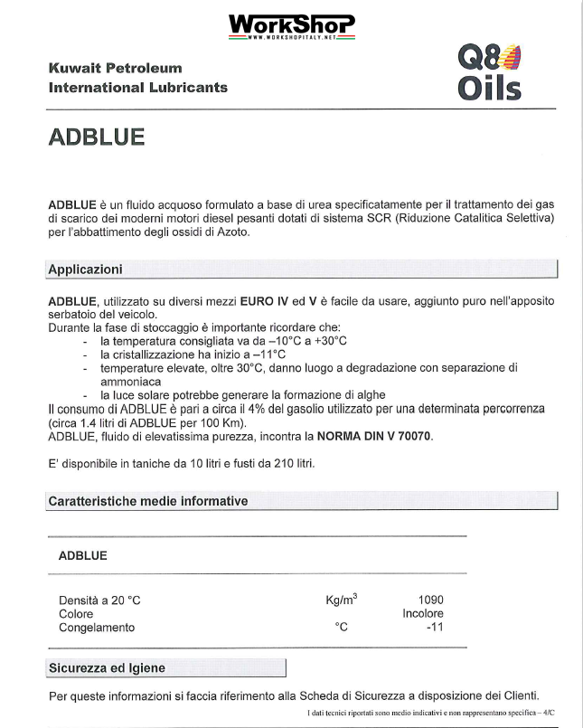 Fustino 10 litri ADBLUE Q8 Urea