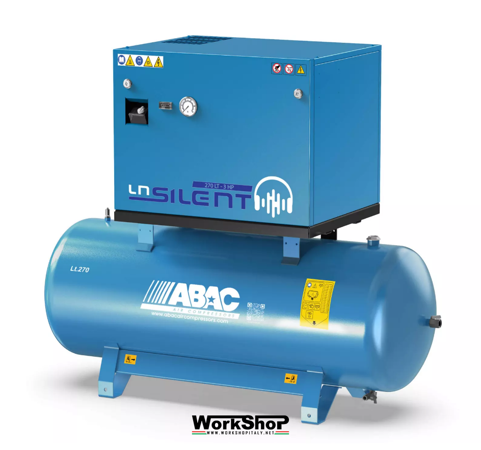 Compressore ABAC silenziato 270lt. da 3 a 5,5 hp senza essicatore