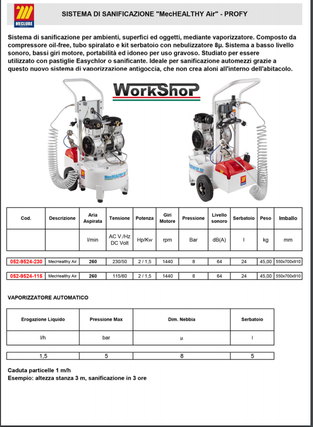 Sistema di sanificazione Meclube MecHealthy PROFY