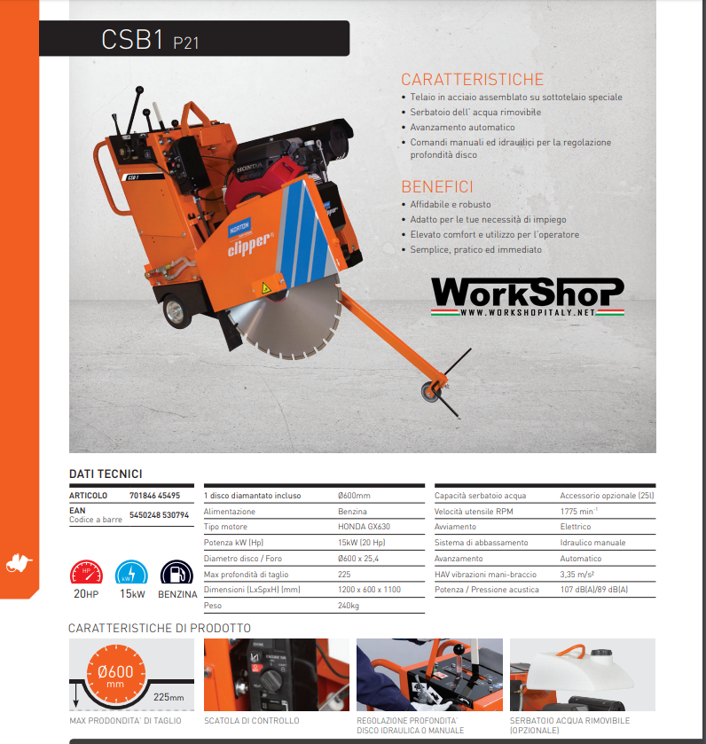 Sega da pavimento Norton Clipper motore Honda CSB1 P21