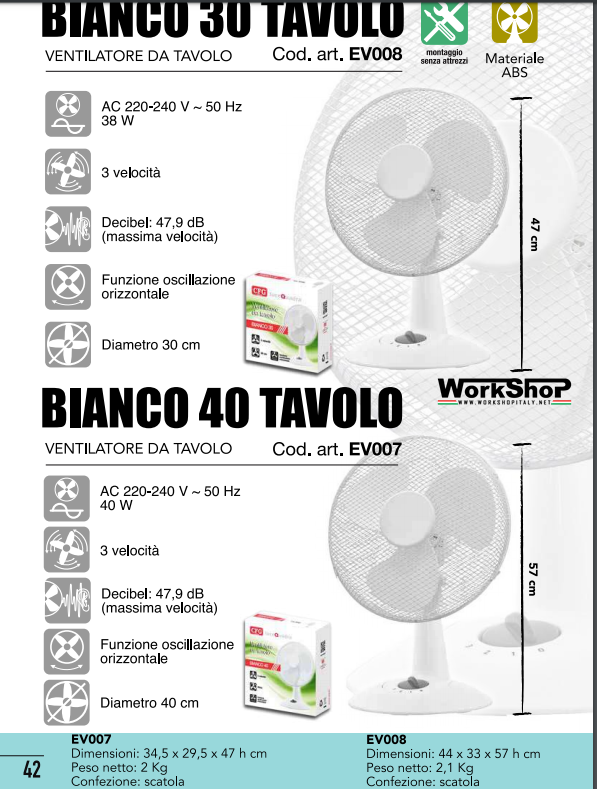 Ventilatore da tavolo Cfg BIANCO 30 o 40