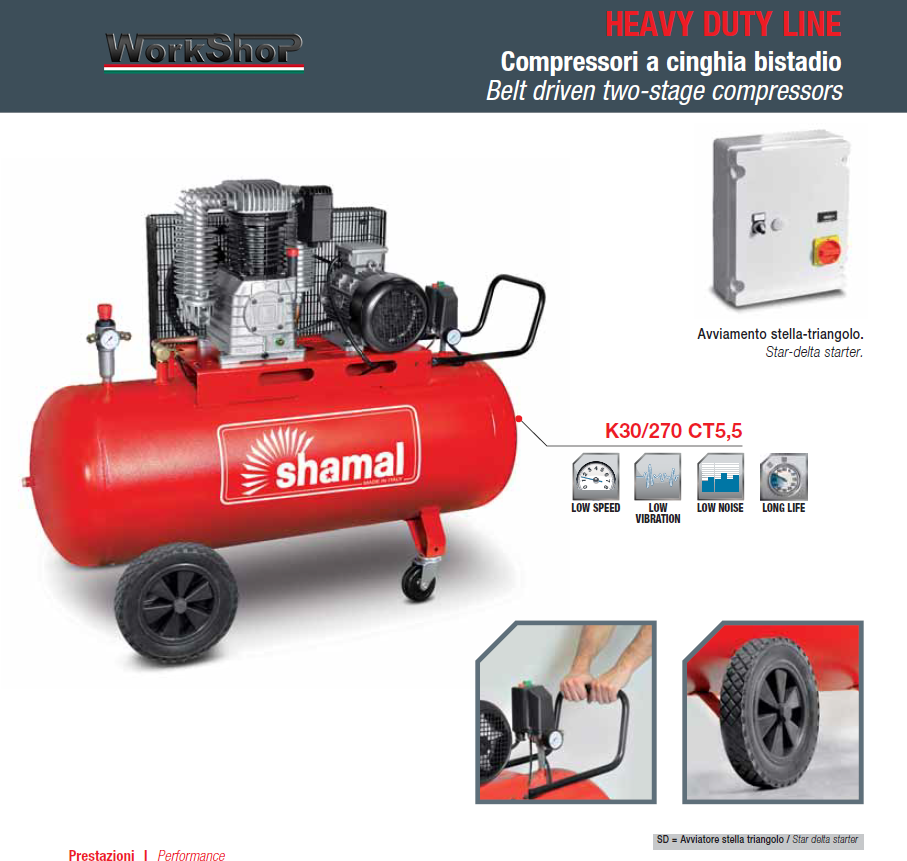 Compressori Shamal da 270 A 500LT. BISTADIO Heavy Duty Line