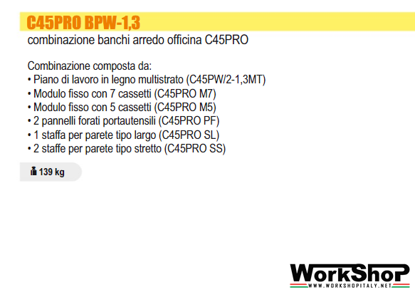 Arredo Officina Beta Utensili C45PRO BPW-1,3 piano legno