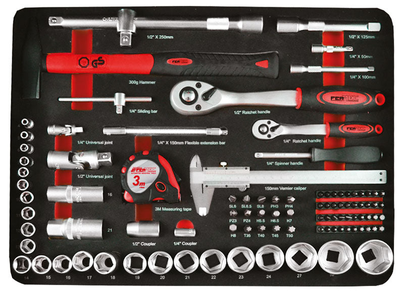 VALIGETTA IN ALLUMINIO CON 159 UTENSILI PROFESSIONALI + BUSSOLE DA 1/4” + 1/2” IDEALE PER ASSISTENZA E MANUTENZIONE Fermec FM24159