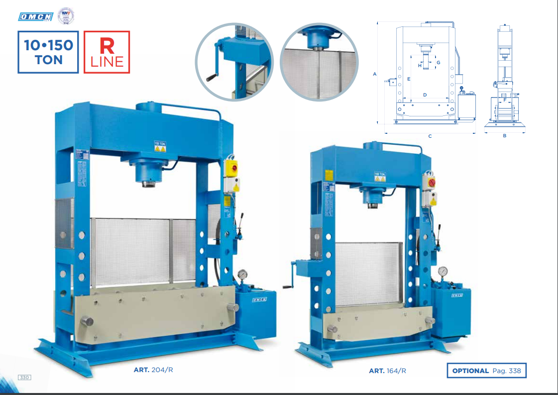 Presse elettroidrauliche R LINE OMCN da 10 a 150 Ton.