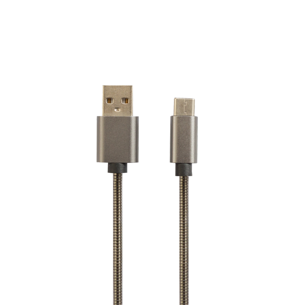 Cavetti in metallo 1mt. per cellulari Android Iphone Usb-C Lightning Type C
