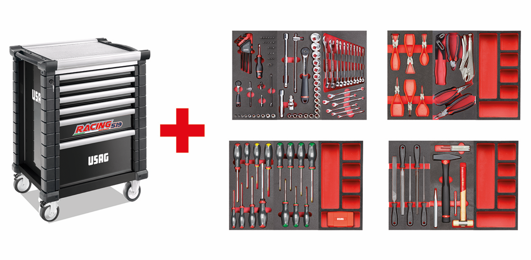 Carrello Usag 519 RACING con assortimento MANUTENZIONE 495MB 156pz