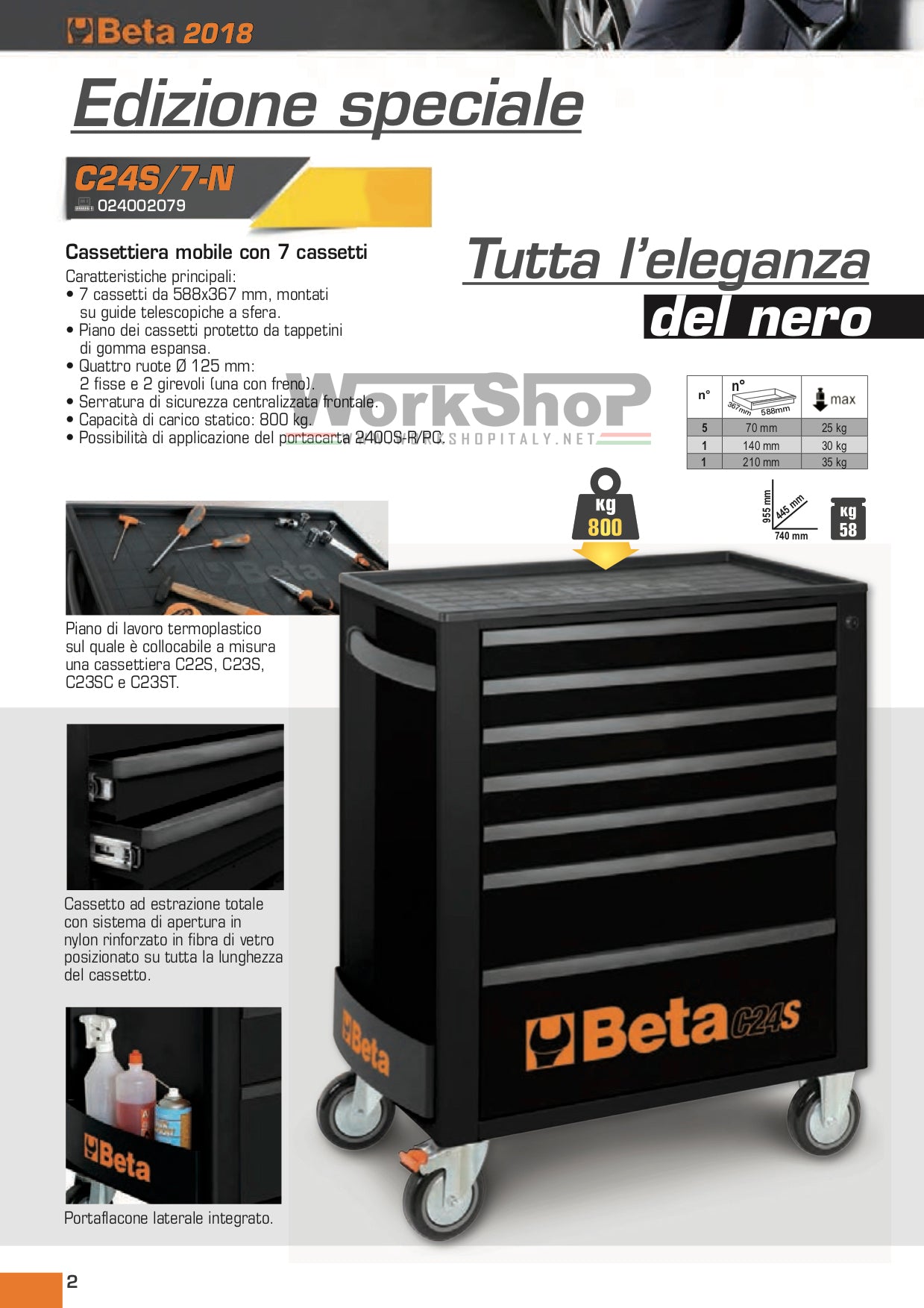 Carrello Beta C24S/7-N Nero limited edition 7 cassetti