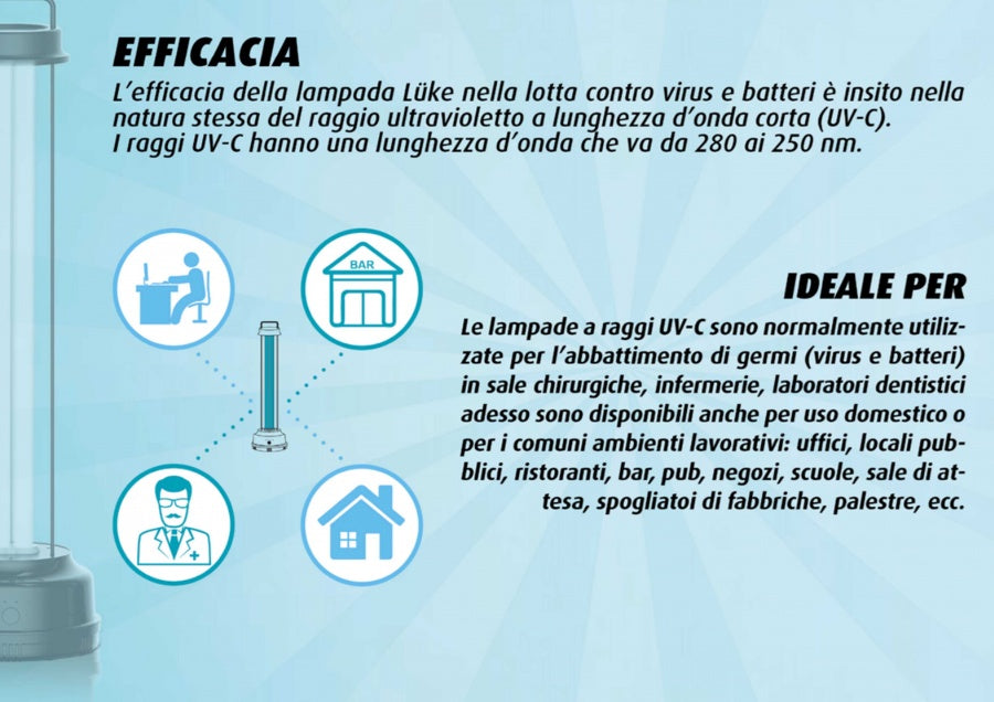 CFG Luke Lampada UV-C germicida per la disinfezione di aria e ambiente