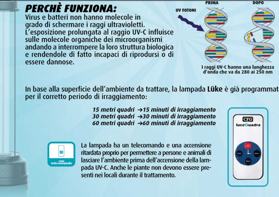 CFG Luke Lampada UV-C germicida per la disinfezione di aria e ambiente