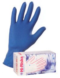 Guanti da lavoro in lattice naturale ICO "hi risks" colore blu senza polvere conf. 50pz.