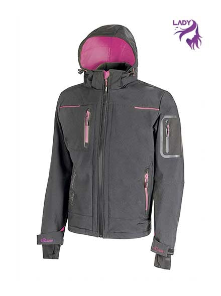 Giacca in Softshell U-Power Space Grey Fucsia