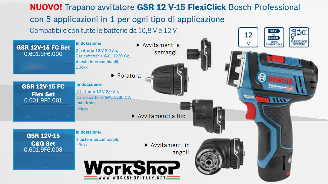 Trapano avvitatore GSR 12 V-15 FlexiClick Bosch Professional