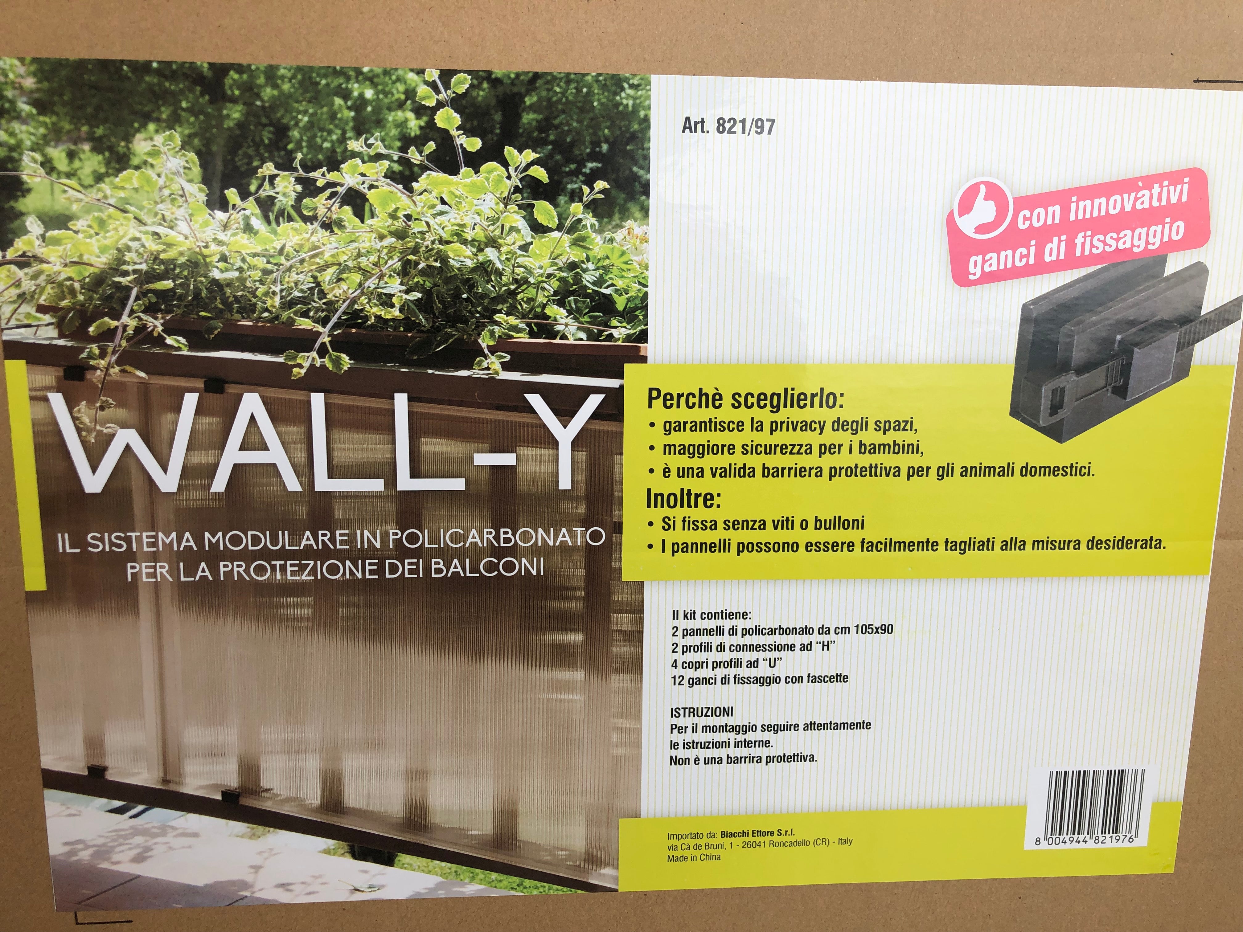 Wall-Y kit 2 pannelli per la protezione dei balconi 105x90