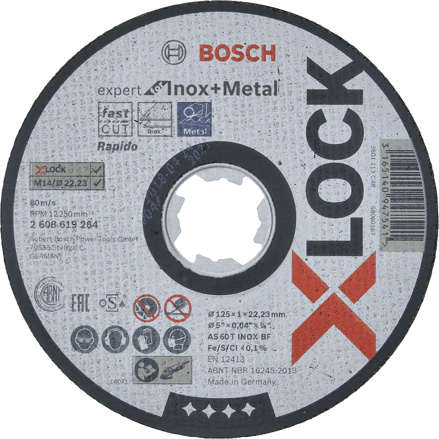 Dischi da taglio inox metallo 115mm -125mm Bosch X-Lock spessore 1mm