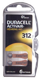 Pile Duracell Activair DA312 per apparecchi acustici 6pz.