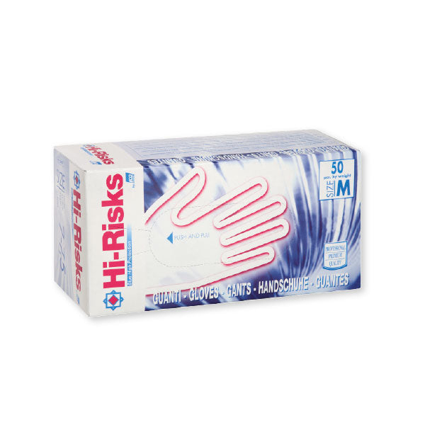 Guanti da lavoro in lattice naturale ICO "hi risks" colore blu senza polvere conf. 50pz.