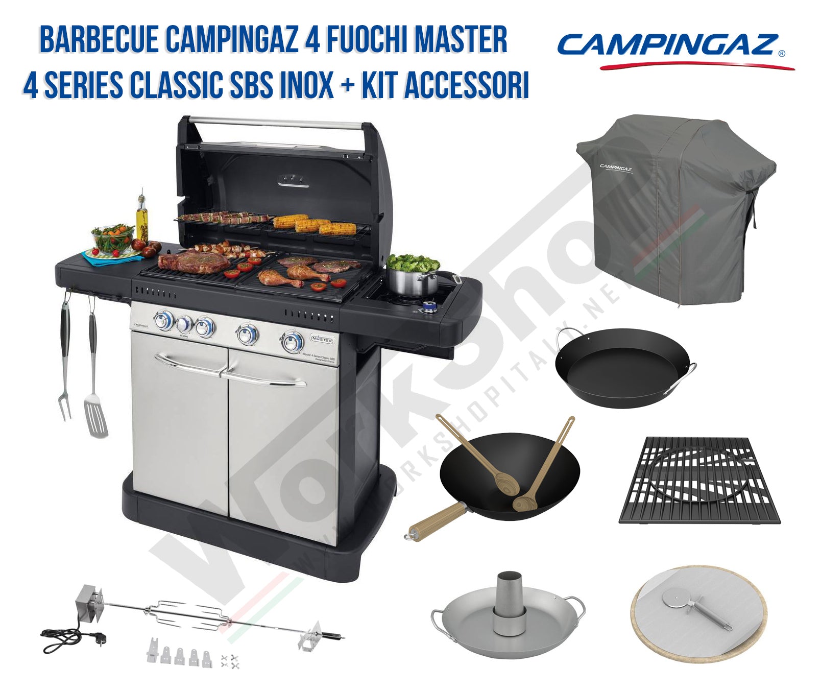 Barbecue Campingaz 4 Fuochi Master 4 Series Classic SBS INOX Master Kit 5 accessori