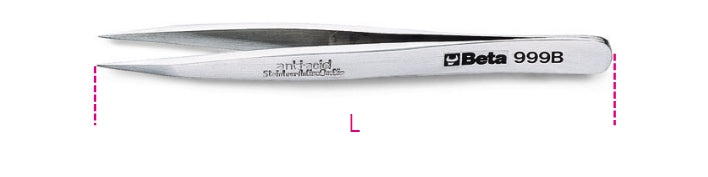 Pinzetta molla antiacido antimagnetica punte forti diritte INOX Beta 999B